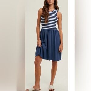 NWT Wishlist Striped Sleeveless Sweater Dress ~ Navy & White